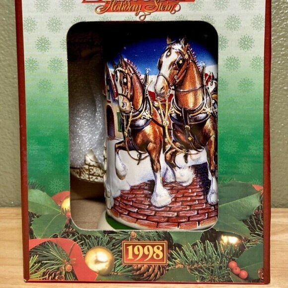 Budweiser Holiday Stein Grant’s Farm 1998 Holiday Anheuser-Busch Mint Brazil - Picture 15 of 16